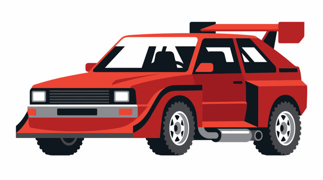 Classic red boxy hatchback rally car