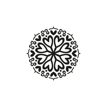 Mandala ilustrado original simple corazones Negro - PNG sin fondo - Transparente
