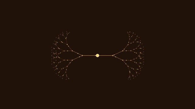 Dendritic neural signal tree transmitting luminous impulses in compute amber