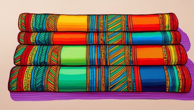 chukcha textile stripe doodle isolated doodle of a bold chukcha textile stripe motif with marker outlines and solid color blocks on a light surface