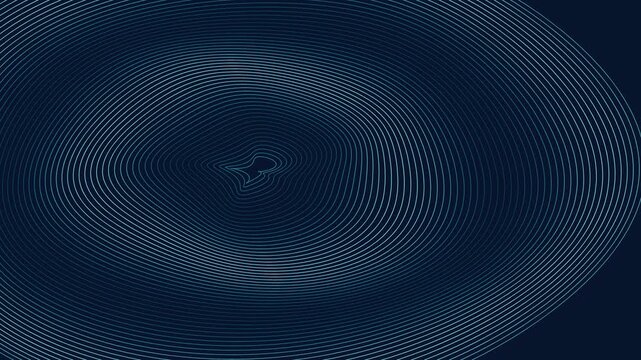 Eccentric ripple interference with flowing luminous contours in abyss aqua