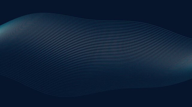Layered ribbon waves flowing through an abstract space in abyss aqua