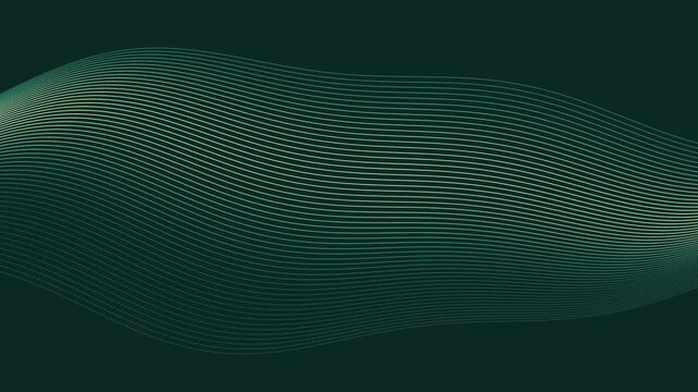 Layered ribbon waves flowing through an abstract space in jade mist