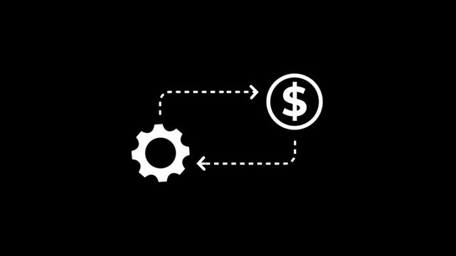 Financial management symbol, dollar management icon, dollar with gear while, currency management logotype background.