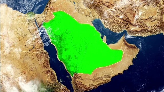 Saudi Arabia map illustration, simple geographic outline of the Kingdom of Saudi Arabia