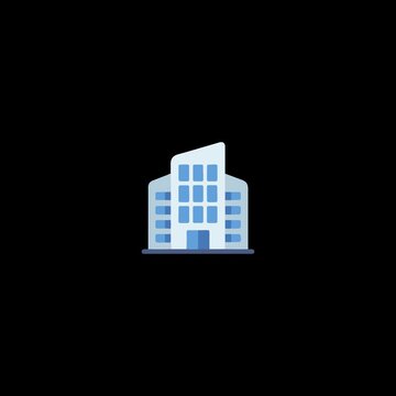 Building icon animation representing business, office, company, architecture, commercial property, and corporate facilities in a simple flat design.