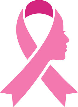 Pink Breast Cancer Awareness Ribbon with Woman Silhouette for Healthcare Support Campaign
