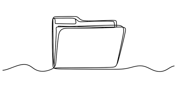 Document folder icon in continuous line art style for office business file management and computer data storage organization.