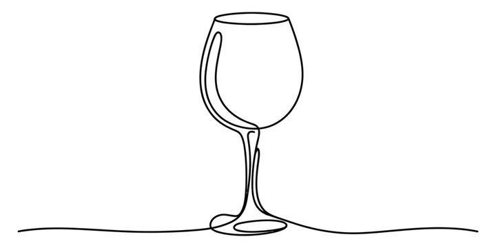 Minimalist wine glass line art vector illustration for elegant restaurant menus bar branding and minimal design layouts.