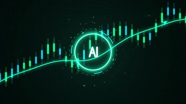 Financial Candlestick Chart with AI Label Moving Trends for Stock Market Investment Data Analysis