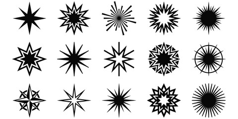 Obraz premium Silhouette Starburst Icons Set for Graphic Design and Christmas Day Decorations