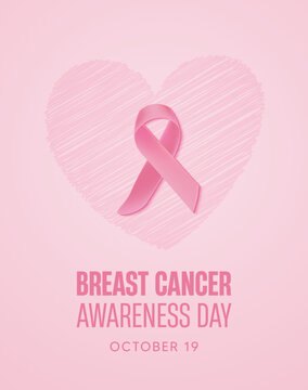 Breast Cancer Awareness Day Pink Ribbon Poster Promoting Health Support and Awareness vector poster