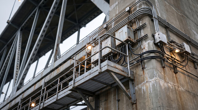 Bridge Structural Monitoring Equipment Mounted on Steel Framework