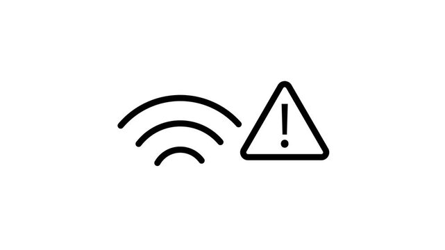 Wifi connection error icon animation showing signal instability and connectivity warning symbol