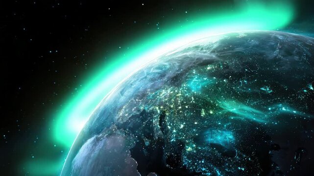 digital planet earth worldwide network communication concept animation