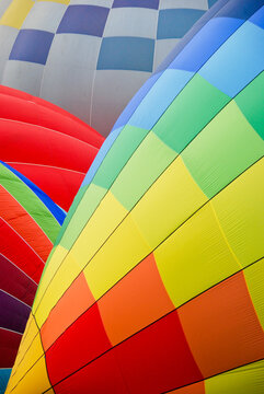 abstract wallpaper with close up of colorful hot air balloons 