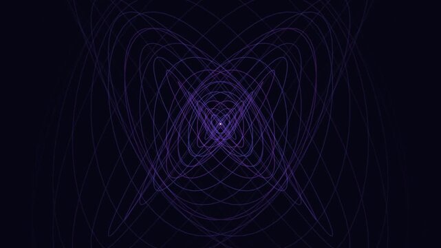 Lissajous resonance curves forming an intricate symmetrical knot pattern from intersecting oscillating waveforms