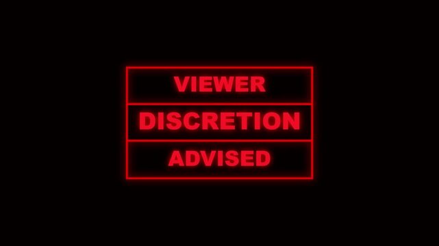 viewer discretion advised warning sign with glitch effect