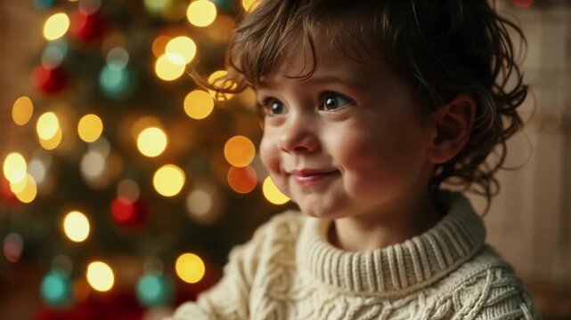 Kind voller Staunen im Weihnachtslicht