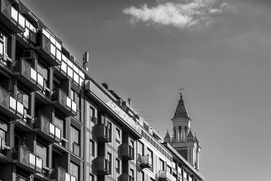 Modern Apartments And Sacred Heart Church Bell Tower Pescara