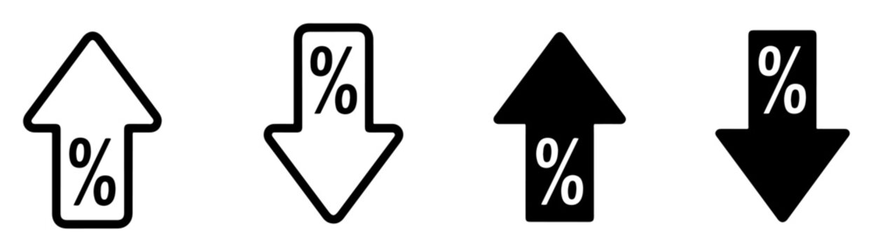 percentage arrows price increase decrease icon set