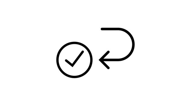 Confirmed return or undo action with a check mark and curved arrow icon