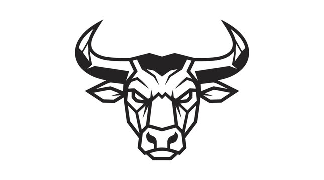 Stylized geometric bull head logo design in black ink.