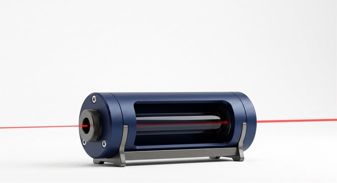 3D minimal deep navy optical Faraday isolator on white background