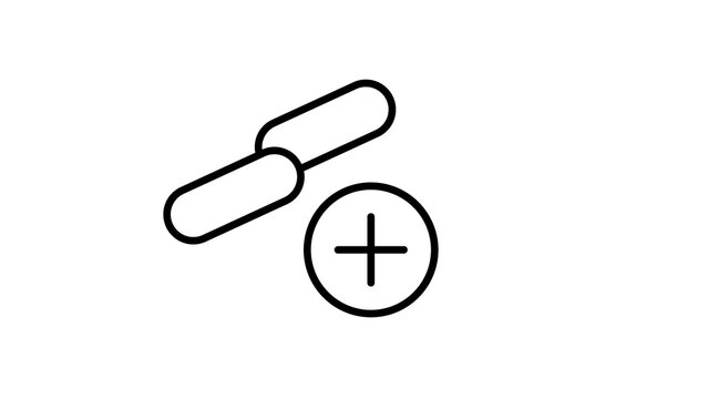 Add link icon black and white vector illustration, website development and social media sharing