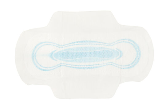 Hygiene product. Feminine care. Sanitary napkin top down. Pad with wings. Menstrual pad.