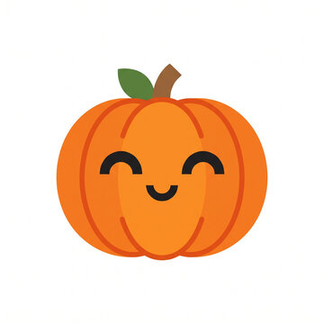 Cute Happy Cartoon Pumpkin Vector Icon Illustration