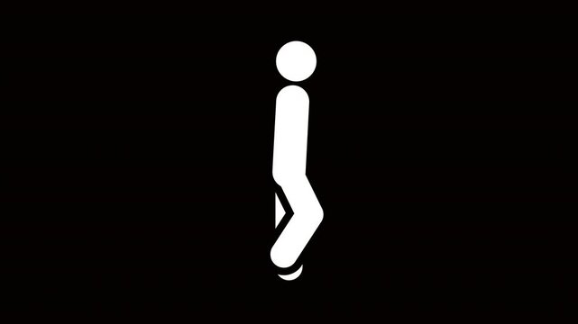 Walking Person Pictogram Loop Animation Icon on Black Background