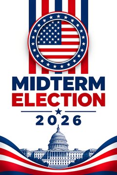 Midterm election 2026 united states voting concept isolated on white background