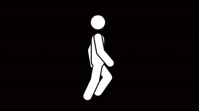 Pictogram of Walking Figure on Green Screen for Fitness