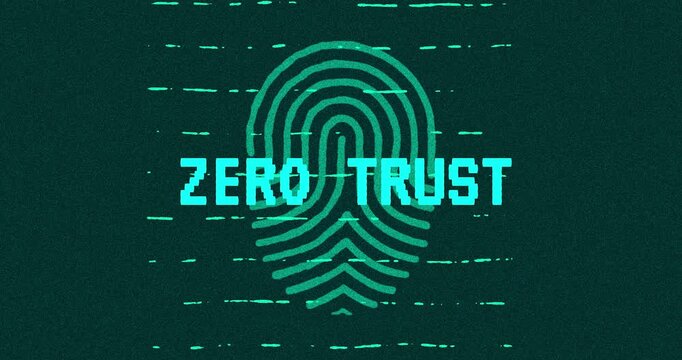 Zero Trust - technology cybersecurity concept Minimalist Glitch Effect