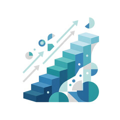Obraz premium Business Growth Concept with Rising Staircase and Upward Arrows