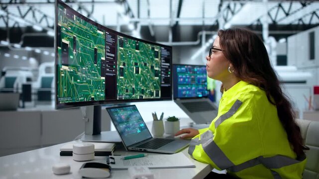 Electronics Engineer Carefully Designs Multilayer PCB Layout