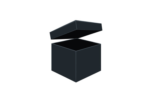 Open black box with a slightly raised lid vector illustration