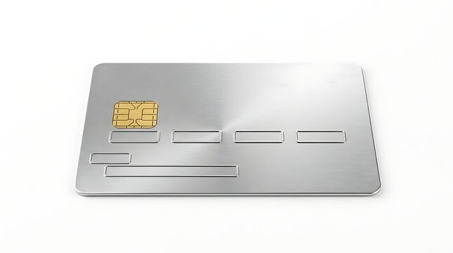Silver Credit Card Mockup with Gold Chip and Embossed Details