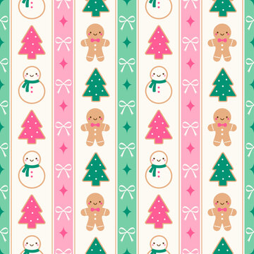 Cute cookies with seamless striped pattern design for Christmas and new year celebration.