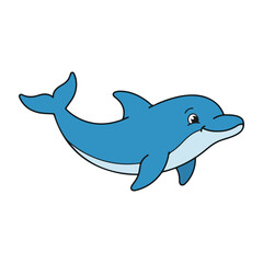 Fototapeta premium Cute Blue Dolphin Cartoon Character Illustration