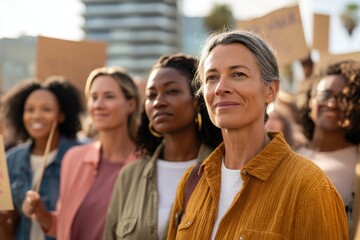 Obraz premium Diverse women at a public protest