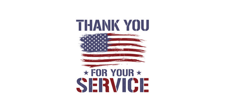 Thank you for your service american flag typography