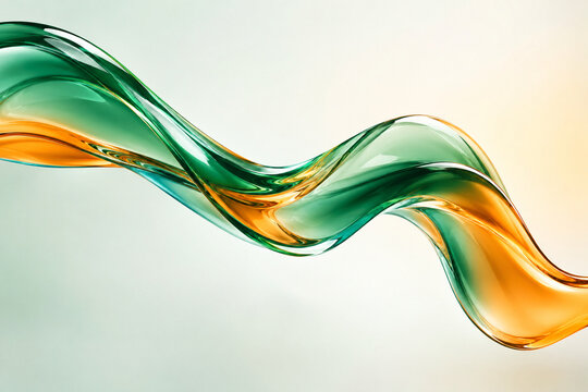 Abstract Sculptural Liquid Wave with Glassy Fluid Form