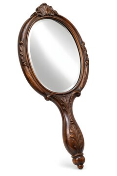 Antique brass and tortoiseshell vanity mirror with ornate handle