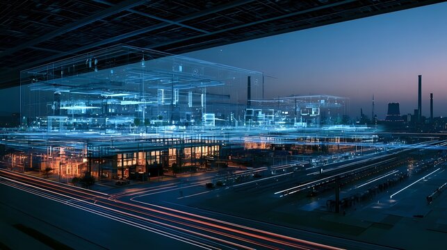 Future resilient infrastructure illustrated through layered structural systems integrating sustainability and smart technology