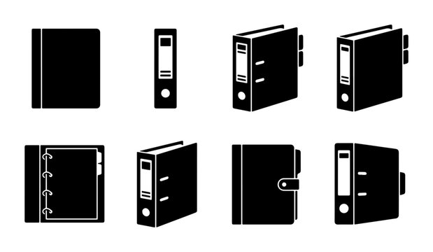 Black file folder icons, minimalist office binder banner background