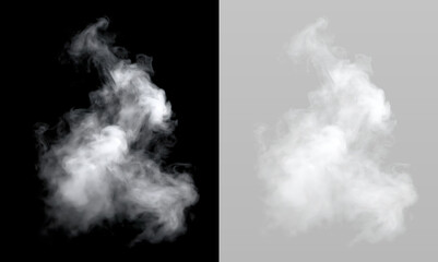 Fototapeta premium White smoke plume with dense swirling texture.