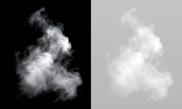 White smoke plume with dense swirling texture.