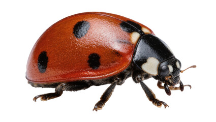 Red ladybug with black spots, isolated on transparent background © STUDIOP